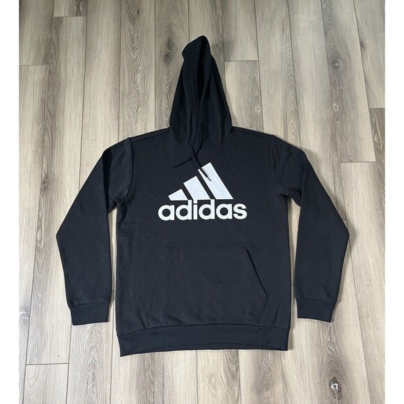 Adidas Men's Sz M Essentials Fleece Big Logo Trefoil Hoodie Black/White IB4024 - Picture 1 of 11